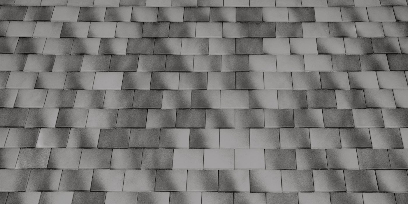 Flächenbild Tondach Tasche Engobe weiß-grau-antik