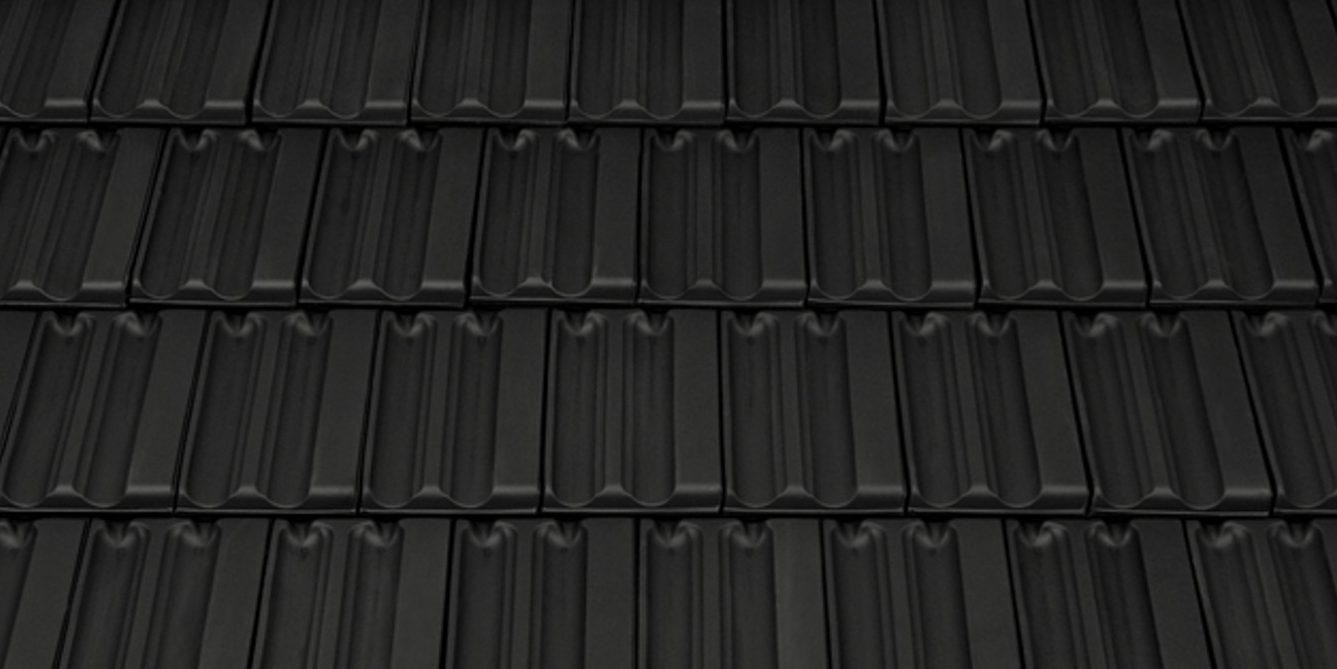 Surface image Tondach rooftile Fidelio engobe anthracite black, Flächenbild Tondach Fidelio Engobe Anthrazit Schwarz