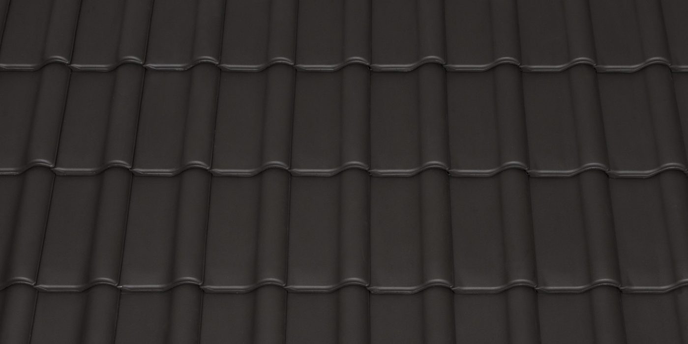 Surface image Tondach rooftile Flachdachziegel A11 engobe anthracite black, Flächenbild Tondach Flachdachziegel A11 Engobe Anthrazit Schwarz