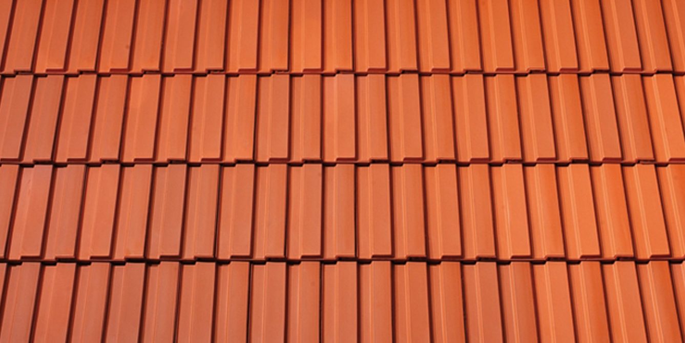 Surface image Tondach rooftile Strangfalz gepresst natural red, Flächenbild Tondach Strangfalz gepresst Naturrot