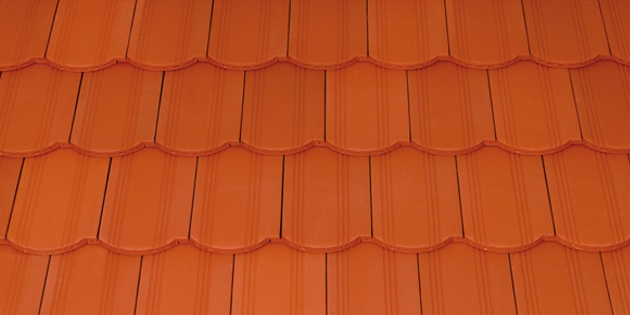 Surface image Tondach rooftile Biberfalz natural red, Flächenbild Tondach Biberfalz Naturrot