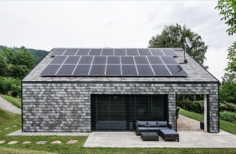 Einfamilienhaus Stattegg Hohenberg, Tasche, Engobe weiß-grau-antik, Fassade, Dachziegel, single family house, Tondach, rooftiles, facade