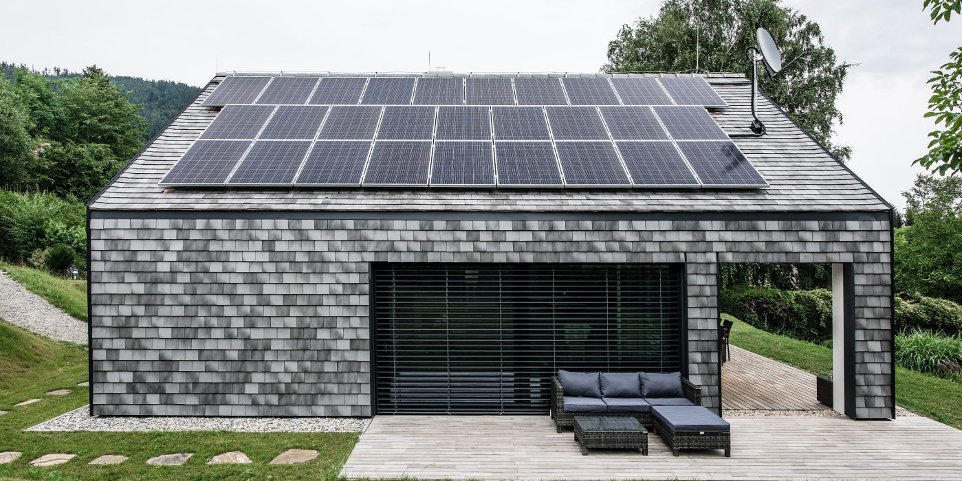 Einfamilienhaus Stattegg Hohenberg, Tasche, Engobe weiß-grau-antik, Fassade, Dachziegel, single family house, Tondach, rooftiles, facade