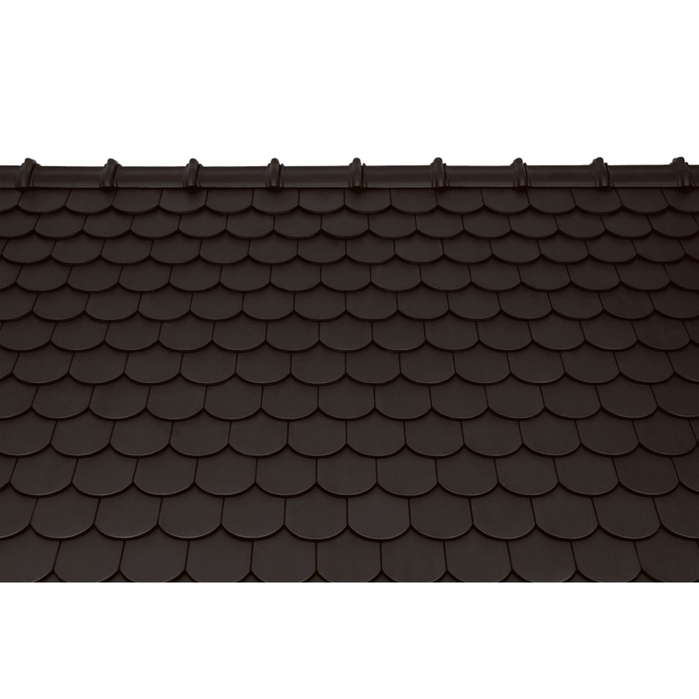 Flächenbild Tondach Biber dunkelbraun matt