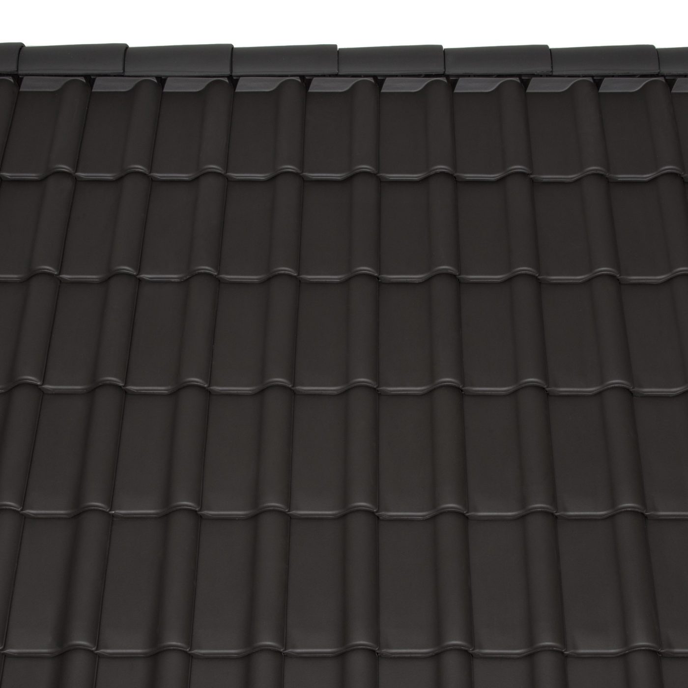 Surface image Tondach rooftile Flachdachziegel A11 engobe anthracite black, Flächenbild Tondach Flachdachziegel A11 Engobe Anthrazit Schwarz