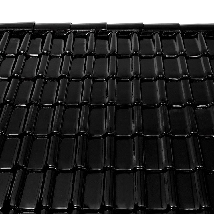 Flächenbild Tondach Sulm Verschiebeziegel Amadeus schwarz