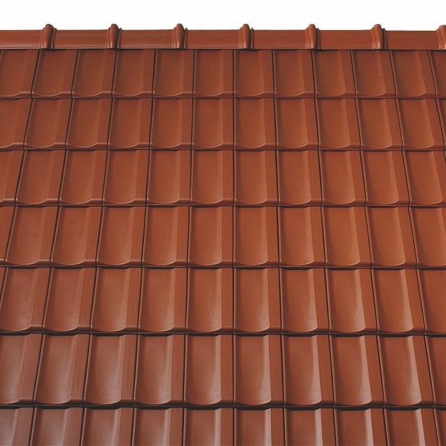 Surface image Tondach rooftile Mulde Verschiebeziegel engobe copper brown, Flächenbild Tondach Mulde Verschiebeziegel Engobe Kupferbraun 