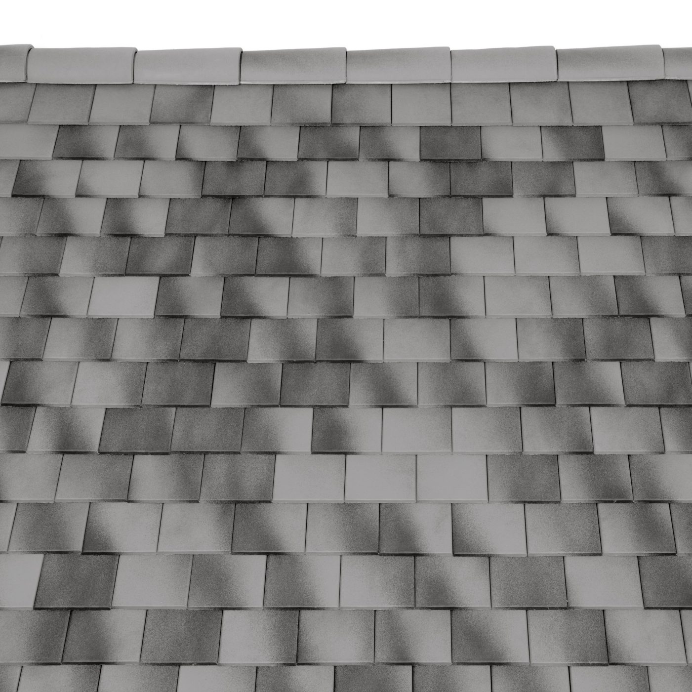 Flächenbild Tondach Tasche Engobe weiß-grau-antik